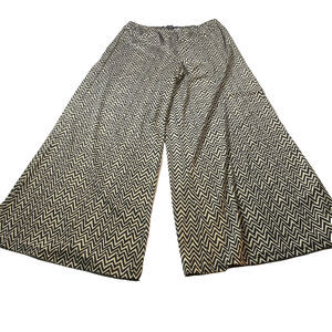 Zac & Rachel Women’s Palazzo Pants Lg Chevron Slinky Knit Black Tan Pull On Boho